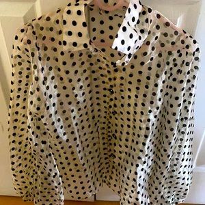 Sheer polka dot button up blouse